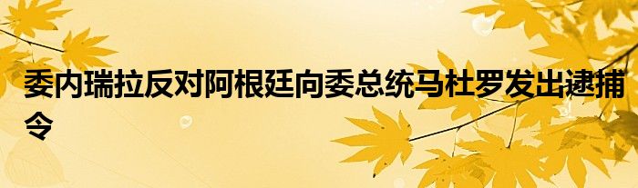 委内瑞拉反对阿根廷向委总统马杜罗发出逮捕令