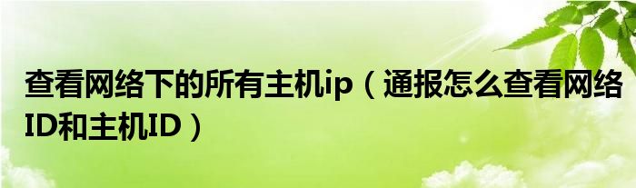 查看网络下的所有主机ip(通报怎么查看网络ID和主机ID)