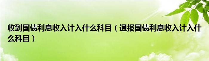 收到国债利息收入计入什么科目(通报国债利息收入计入什么科目)