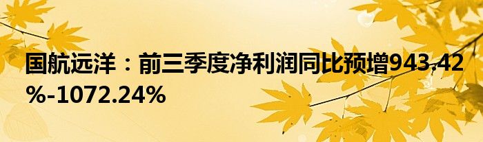 国航远洋:前三季度净利润同比预增943.42%-1072.24%