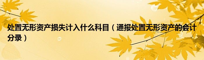 处置无形资产损失计入什么科目(通报处置无形资产的会计分录)