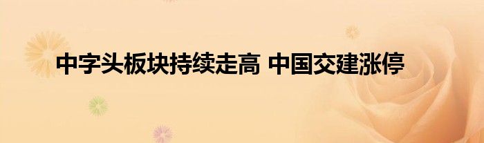 中字头板块持续走高 中国交建涨停
