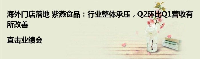 海外门店落地 紫燕食品:行业整体承压,Q2环比Q1营收有所改善|直击业绩会