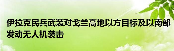 伊拉克民兵武装对戈兰高地以方目标及以南部发动无人机袭击