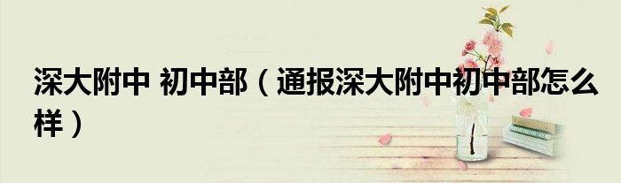 深大附中 初中部(通报深大附中初中部怎么样)