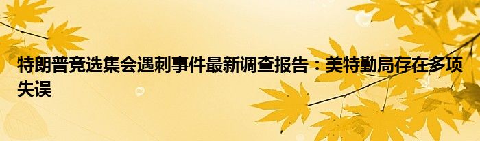 特朗普竞选集会遇刺事件最新调查报告:美特勤局存在多项失误