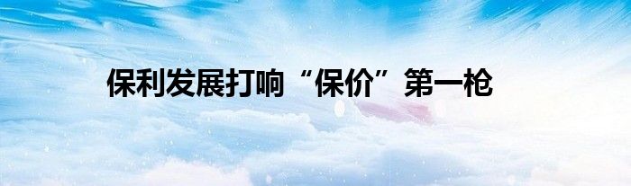 保利发展打响“保价”第一枪