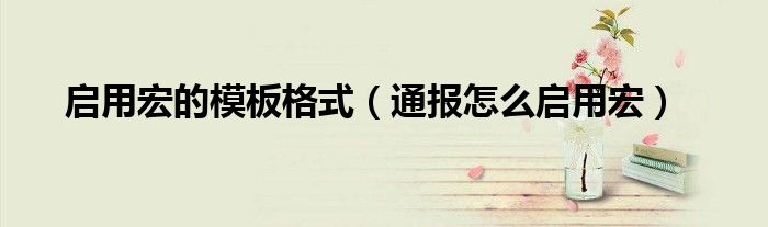 启用宏的模板格式(通报怎么启用宏)