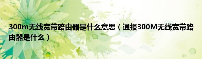 300m无线宽带路由器是什么意思(通报300M无线宽带路由器是什么)