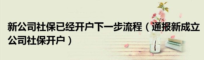 新公司社保已经开户下一步流程(通报新成立公司社保开户)