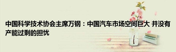 中国科学技术协会主席万钢:中国汽车市场空间巨大 并没有产能过剩的担忧