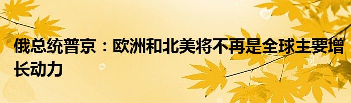 俄总统普京:欧洲和北美将不再是全球主要增长动力