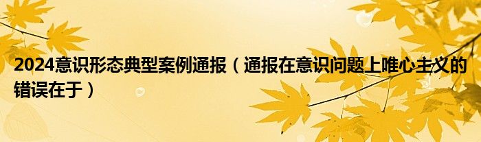 2024意识形态典型案例通报(通报在意识问题上唯心主义的错误在于)