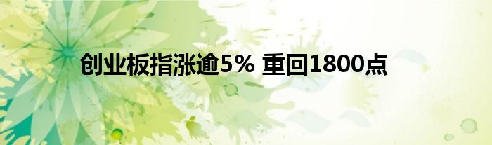 创业板指涨逾5% 重回1800点
