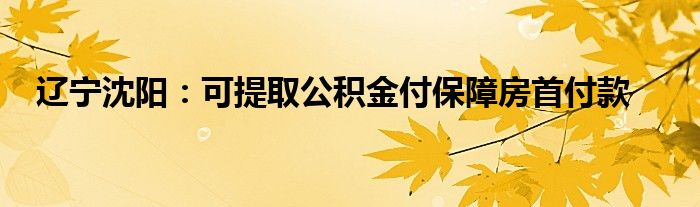 辽宁沈阳:可提取公积金付保障房首付款