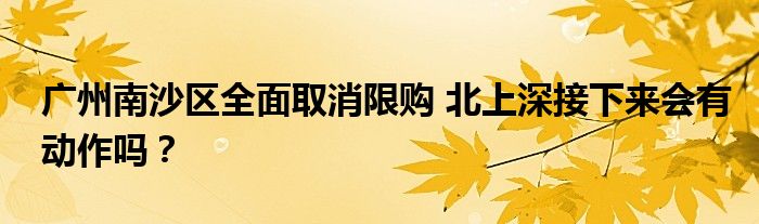 广州南沙区全面取消限购 北上深接下来会有动作吗?