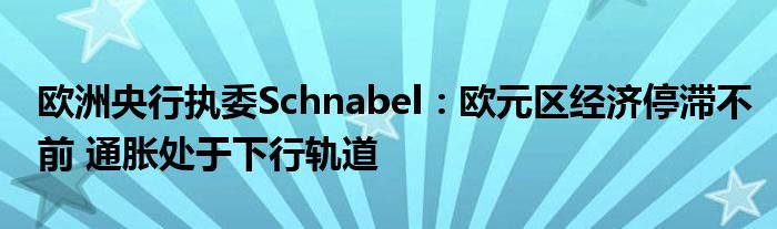 欧洲央行执委Schnabel:欧元区经济停滞不前 通胀处于下行轨道