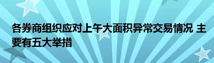 各券商组织应对上午大面积异常交易情况 主要有五大举措
