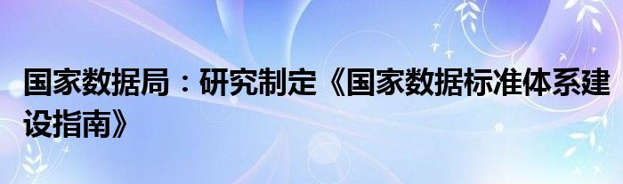 国家数据局:研究制定《国家数据标准体系建设指南》