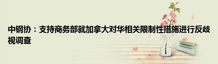 中钢协:支持商务部就加拿大对华相关限制性措施进行反歧视调查