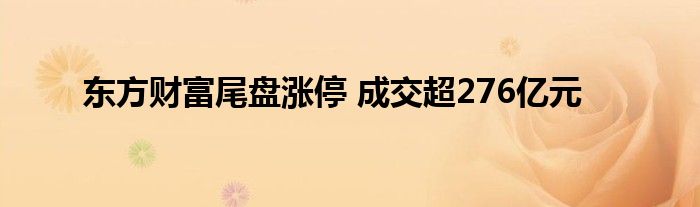 东方财富尾盘涨停 成交超276亿元
