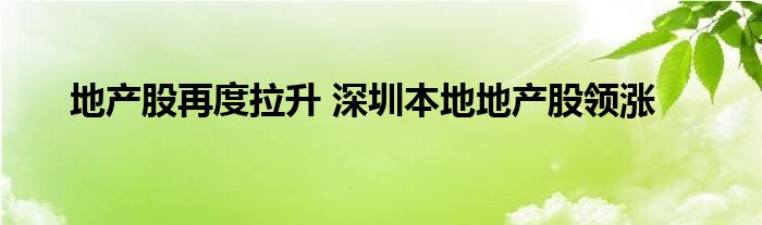 地产股再度拉升 深圳本地地产股领涨