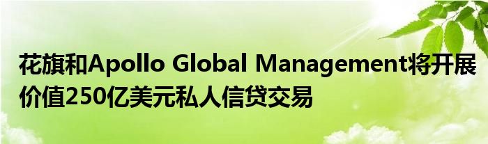 花旗和Apollo Global Management将开展价值250亿美元私人信贷交易