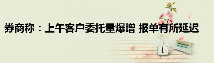 券商称:上午客户委托量爆增 报单有所延迟