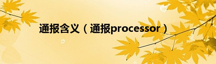 通报含义(通报processor)