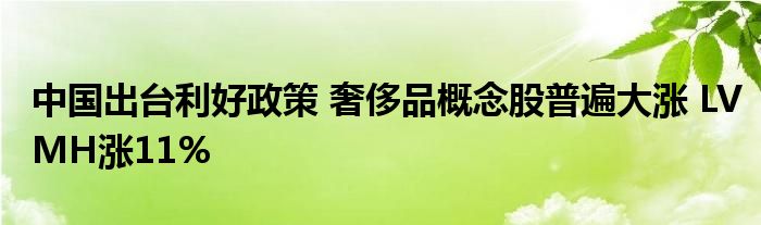中国出台利好政策 奢侈品概念股普遍大涨 LVMH涨11%