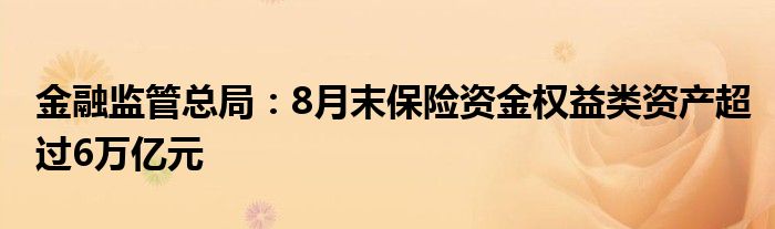 金融监管总局:8月末保险资金权益类资产超过6万亿元