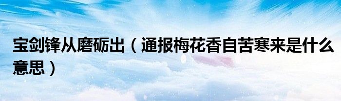 宝剑锋从磨砺出(通报梅花香自苦寒来是什么意思)