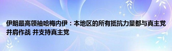 伊朗最高领袖哈梅内伊:本地区的所有抵抗力量都与真主党并肩作战 并支持真主党