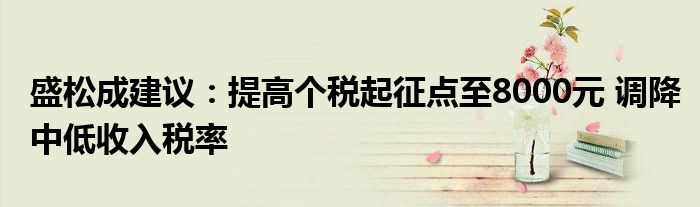 盛松成建议:提高个税起征点至8000元 调降中低收入税率