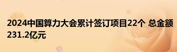 2024中国算力大会累计签订项目22个 总金额231.2亿元