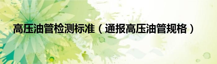 高压油管检测标准(通报高压油管规格)