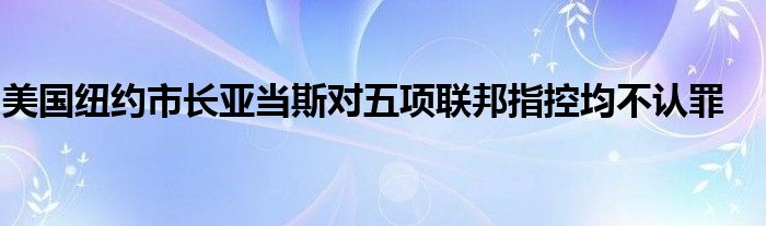 美国纽约市长亚当斯对五项联邦指控均不认罪
