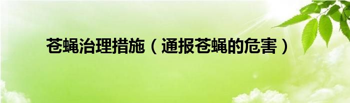 苍蝇治理措施(通报苍蝇的危害)