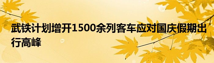 武铁计划增开1500余列客车应对国庆假期出行高峰