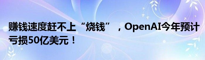 赚钱速度赶不上“烧钱”,OpenAI今年预计亏损50亿美元!