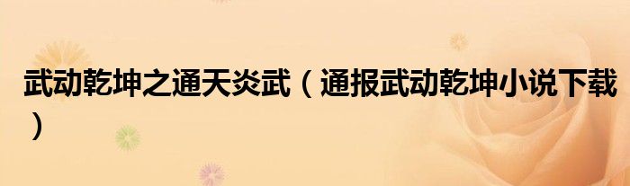 武动乾坤之通天炎武(通报武动乾坤小说下载)