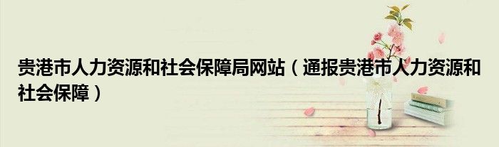 贵港市人力资源和社会保障局网站(通报贵港市人力资源和社会保障)