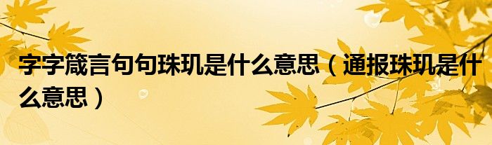 字字箴言句句珠玑是什么意思(通报珠玑是什么意思)