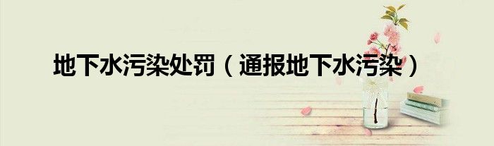 地下水污染处罚(通报地下水污染)