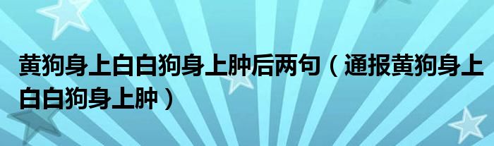 黄狗身上白白狗身上肿后两句(通报黄狗身上白白狗身上肿)