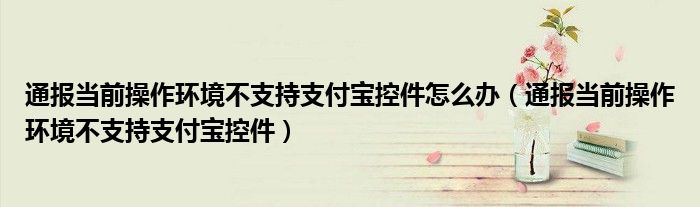 通报当前操作环境不支持支付宝控件怎么办(通报当前操作环境不支持支付宝控件)