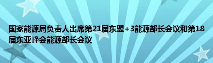 国家能源局负责人出席第21届东盟+3能源部长会议和第18届东亚峰会能源部长会议