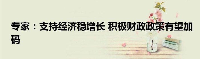 专家:支持经济稳增长 积极财政政策有望加码