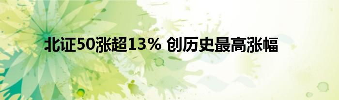 北证50涨超13% 创历史最高涨幅