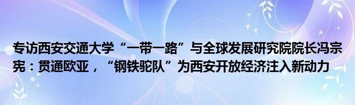 专访西安交通大学“一带一路”与全球发展研究院院长冯宗宪:贯通欧亚,“钢铁驼队”为西安开放经济注入新动力